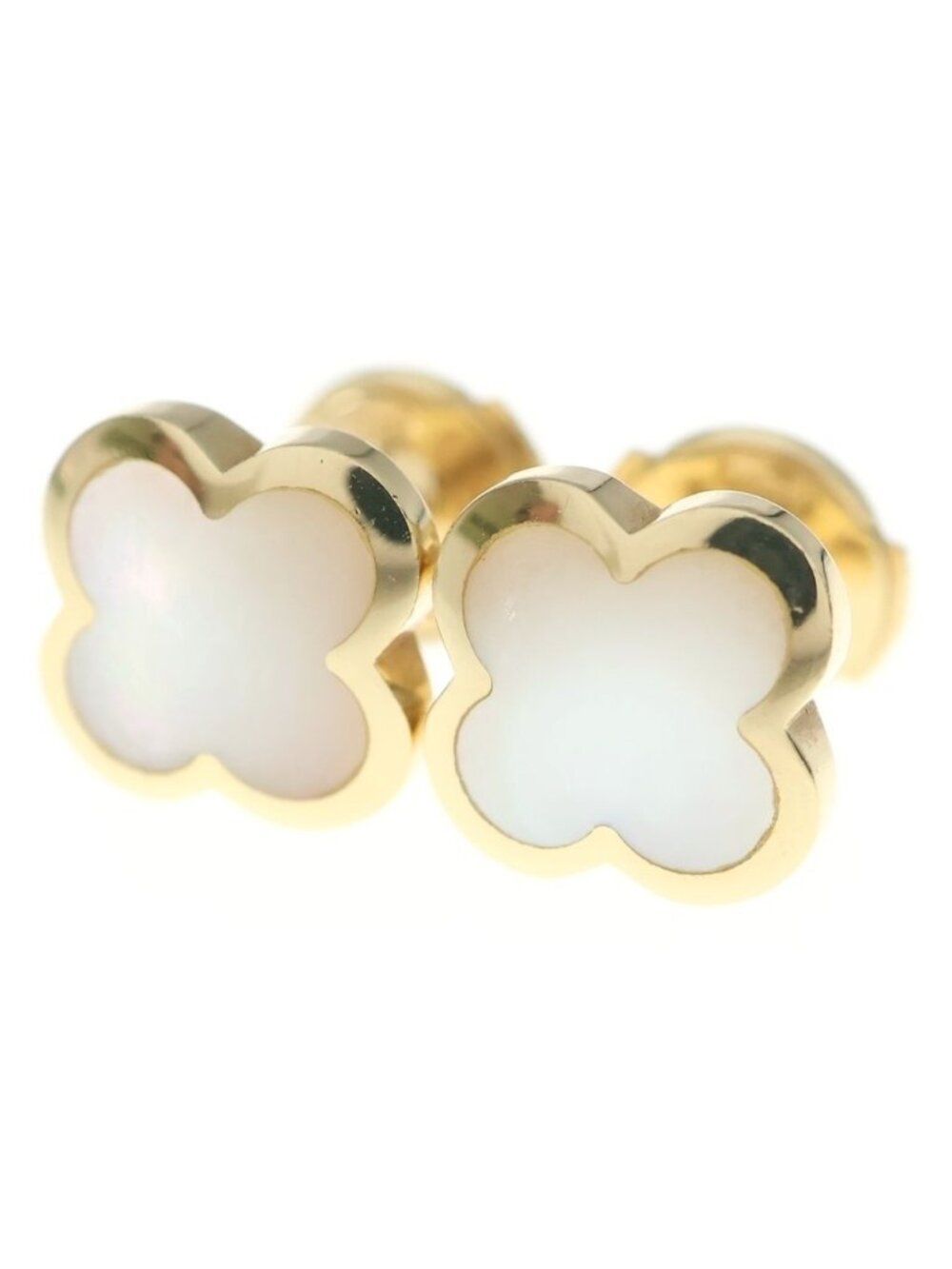 Van Cleef & Arpels Pure Alhambra Mother of Pearl Earrings 18k Yellow Gold